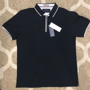 Denim & Flower Zipper Polo